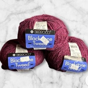 Berroco Blackstone Tweed lot of 3 ball yarn color #2642 rhubarb dye# 024398